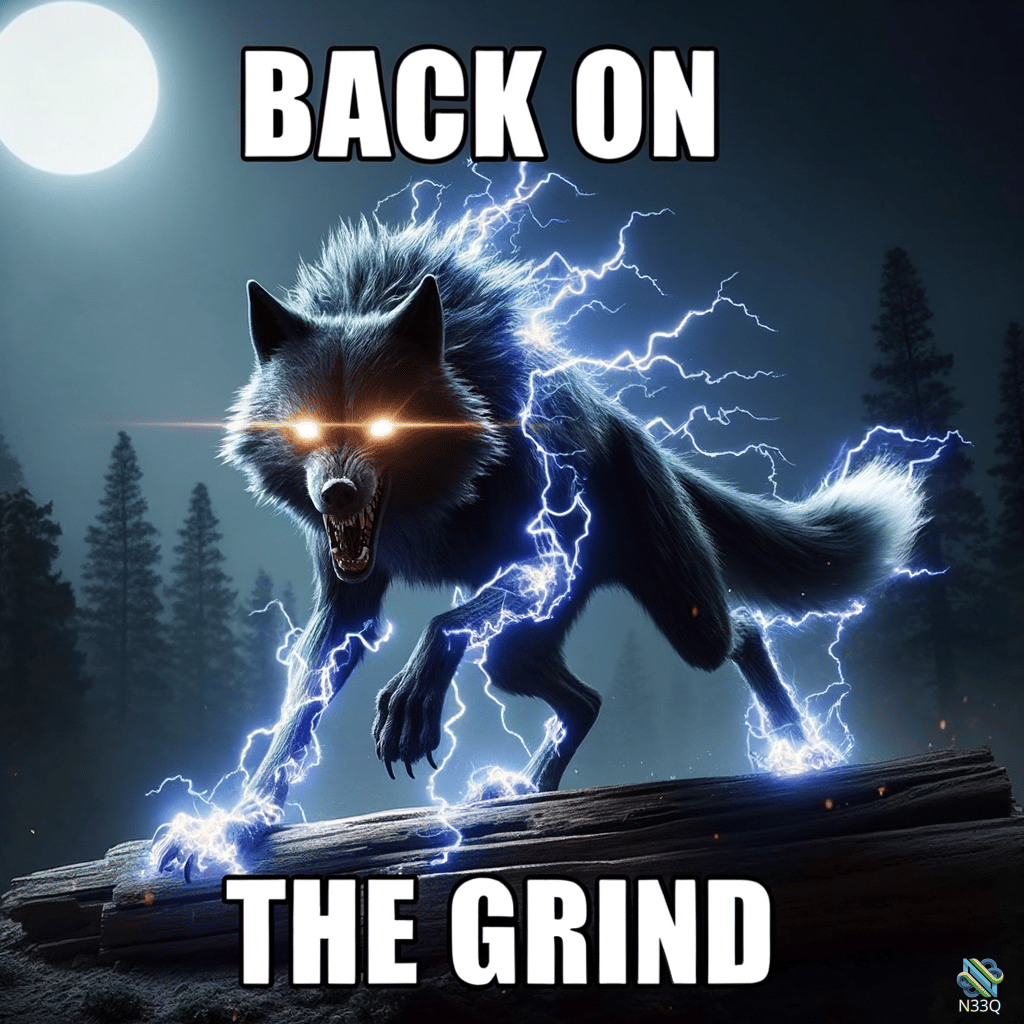 Lightning Wolf on Fallen Log