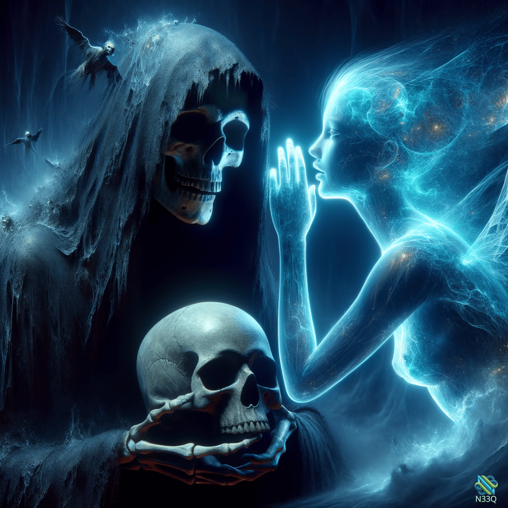 Grim Reaper Meets Ethereal Blue Spirit