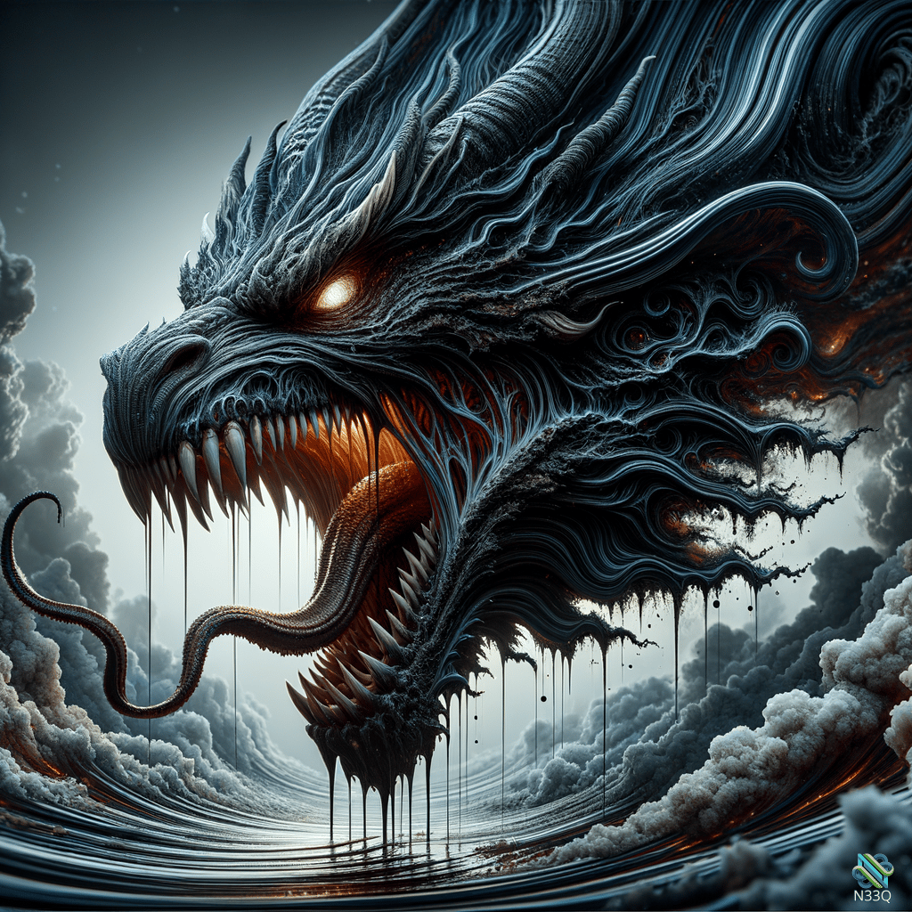 Fierce Dragon Head Emerging from Storm Clouds