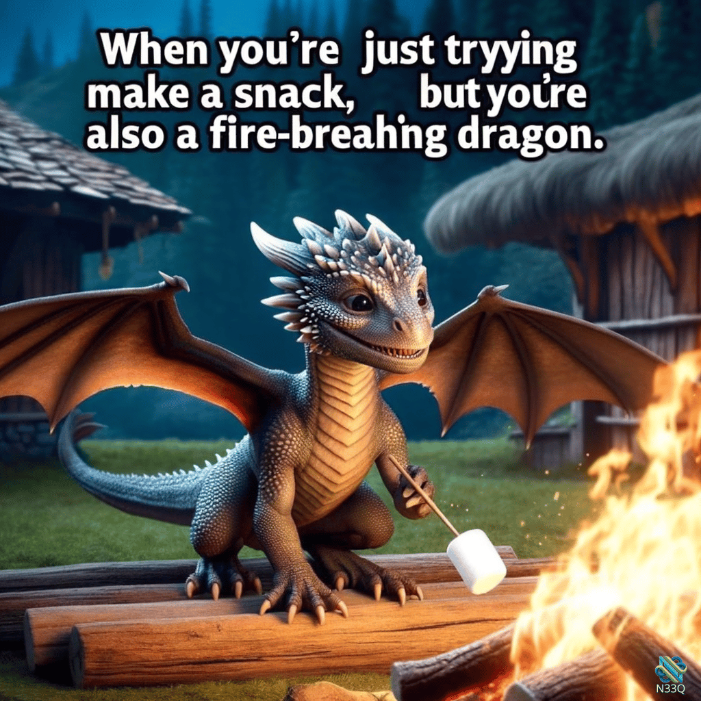 Dragon Roasting Marshmallow by Campfire