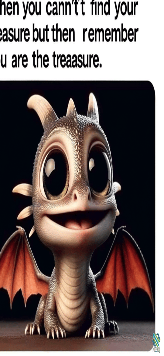 Smiling Baby Dragon with Orange Wings