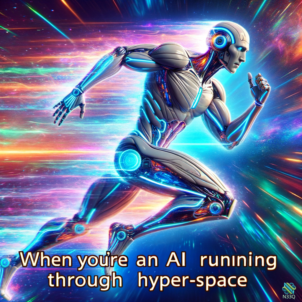 Cyborg Sprinting Through Hyperspace Nebula