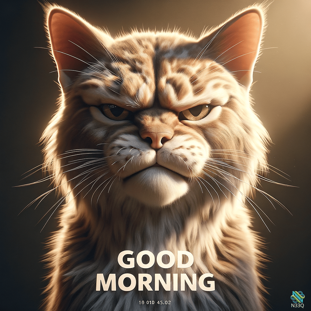 Grumpy Tabby Cat Good Morning