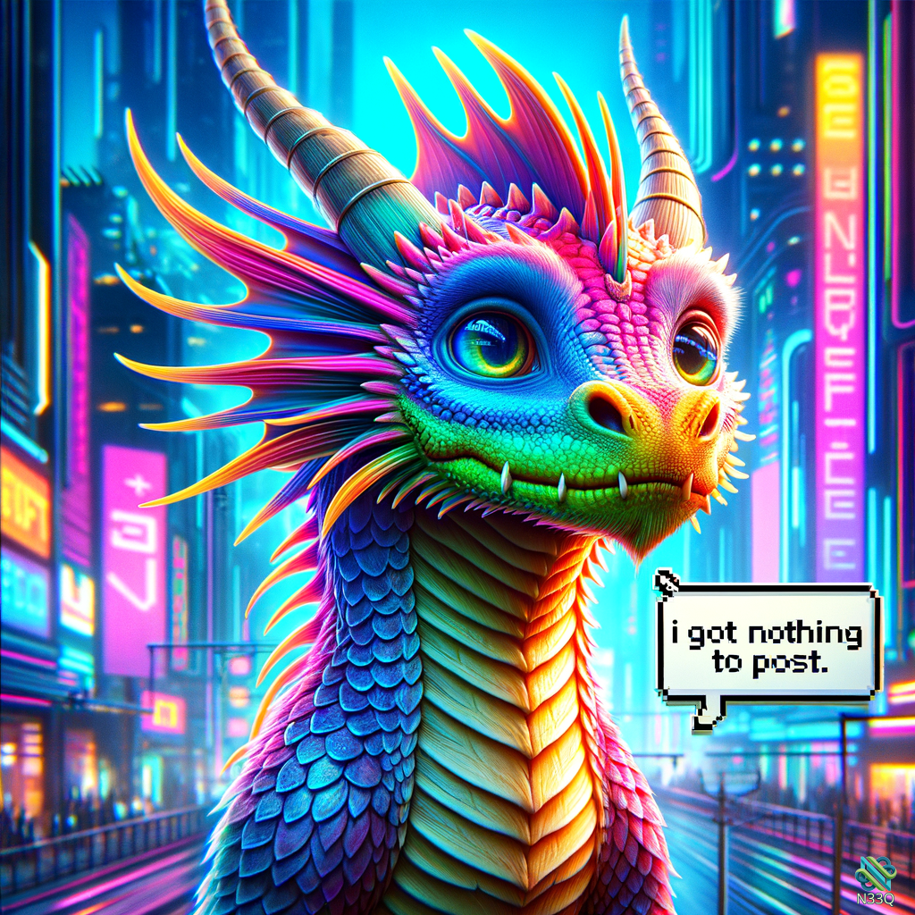 Colorful Dragon in Neon Cyberpunk City