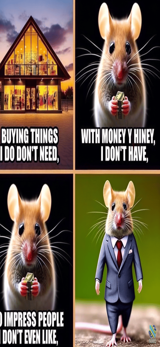 Anthropomorphic Mice Consumerism Meme with Glass House