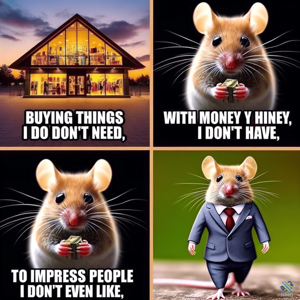 Anthropomorphic Mice Consumerism Meme with Glass House