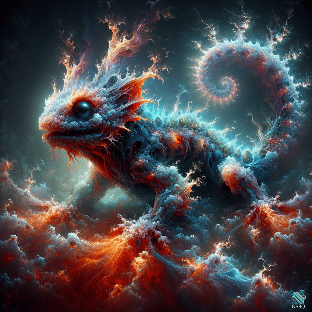 Fiery Ice Lizard with Spiral Tail