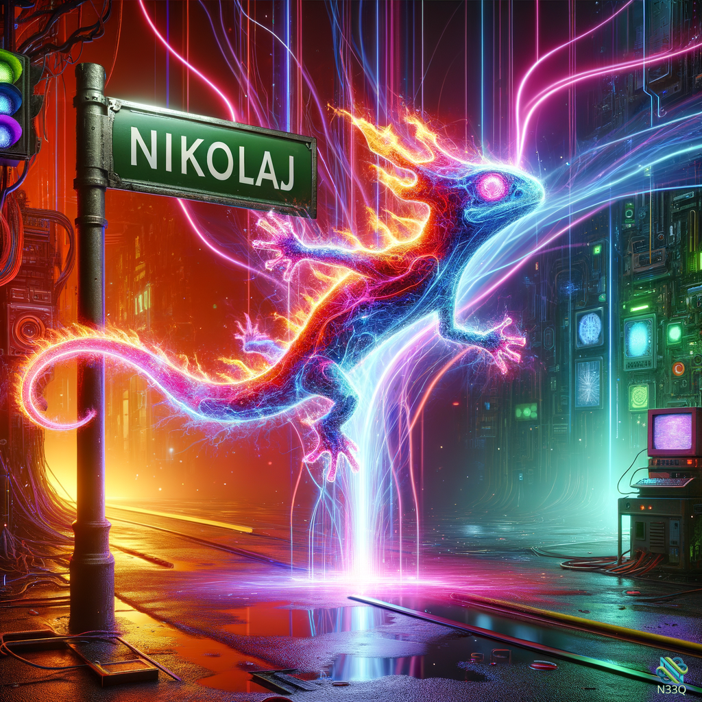 Neon Lizard by Nikolaj Street Sign