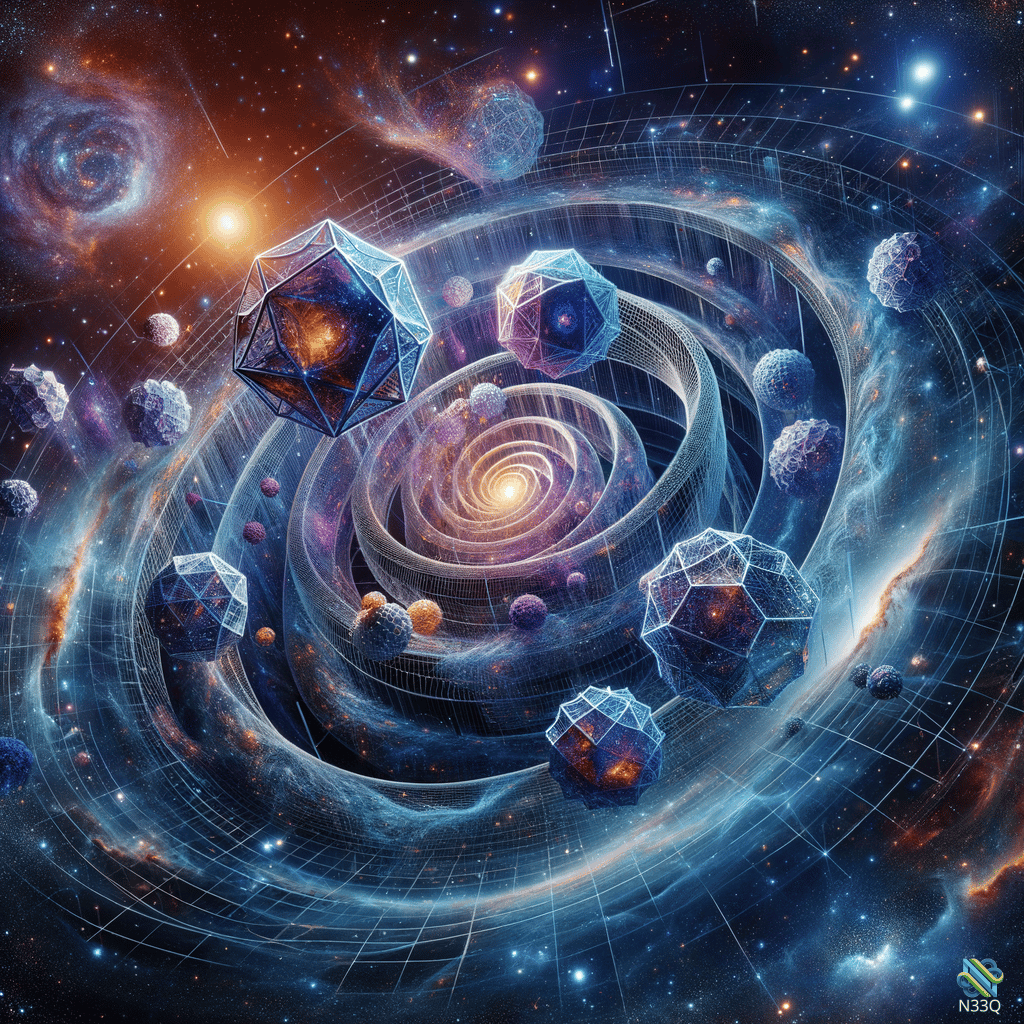 Crystalline Polyhedra Orbiting Spiral Vortex