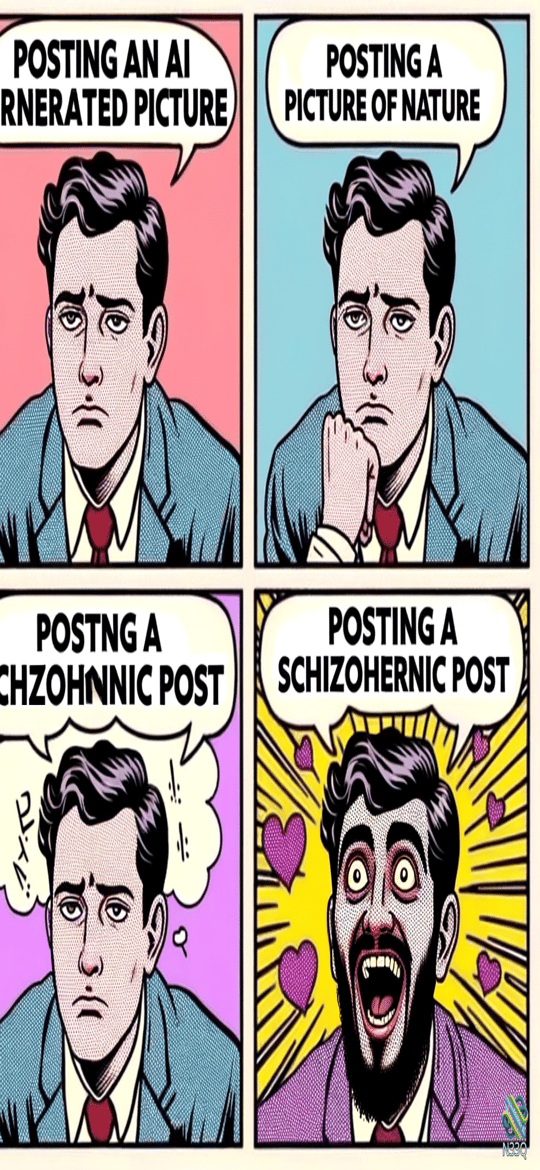 Four Panel Comic of Posting Reactions