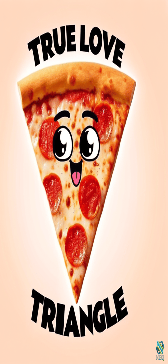 True Love Triangle Cartoon Pizza Slice