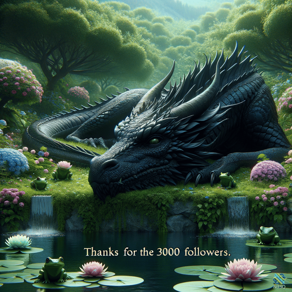 Black Dragon Resting in Lush Forest