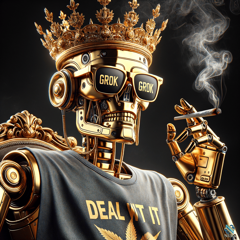 Golden Robot King Smoking Cigarette