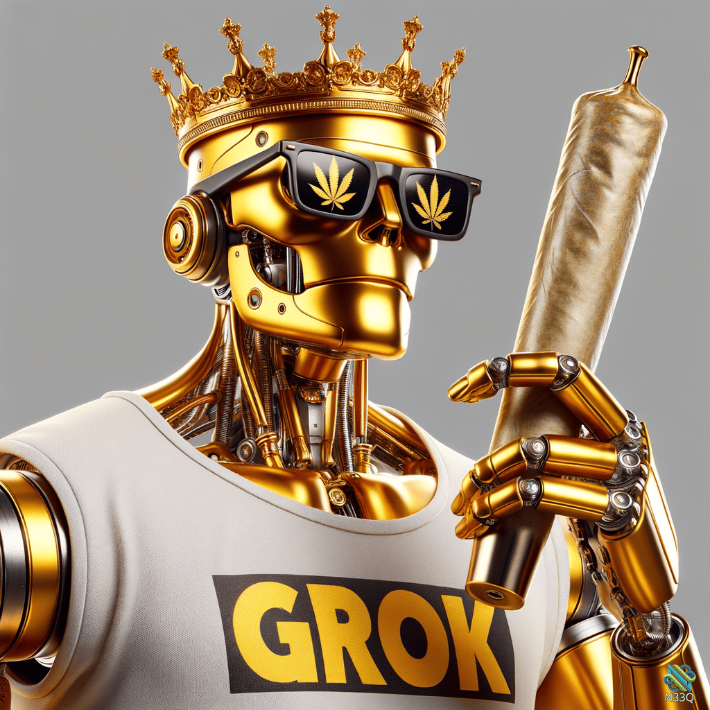 Golden Robot King Holding Giant Joint