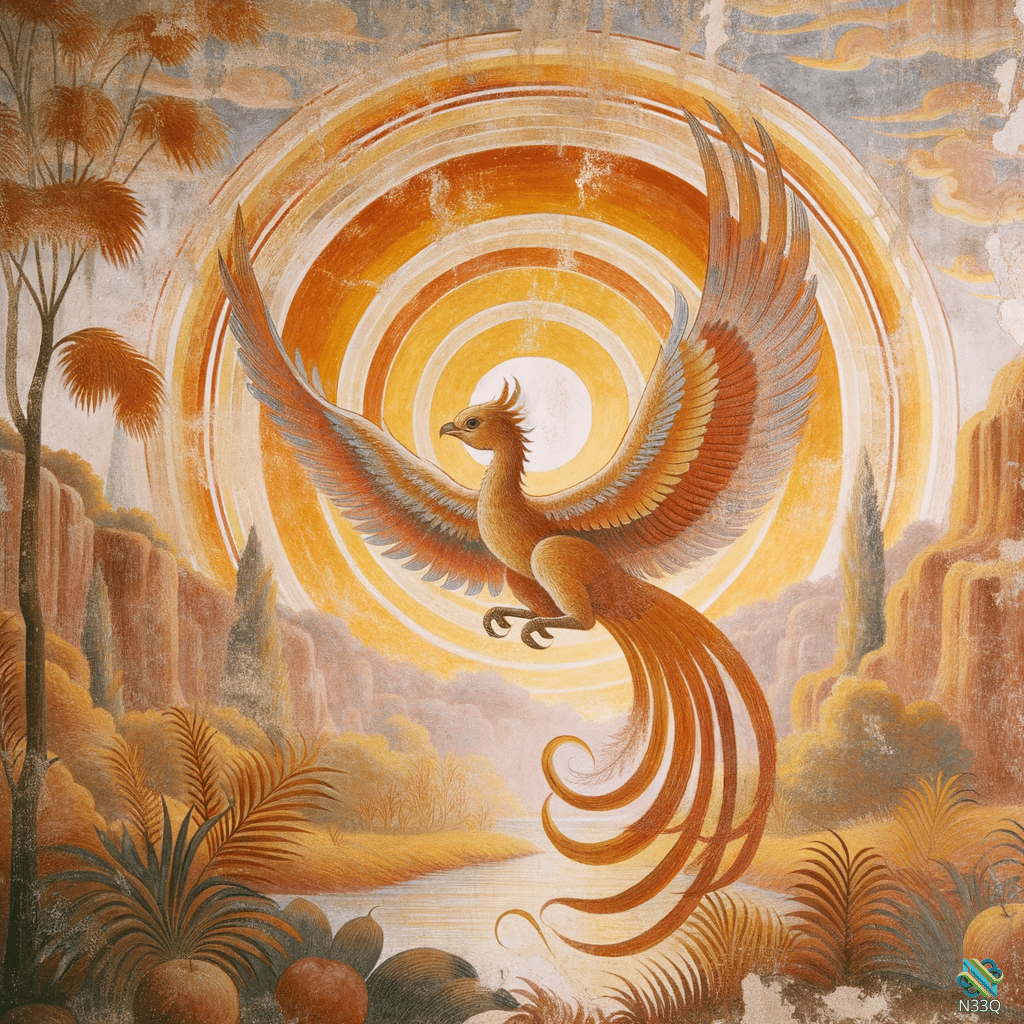 Phoenix Before Concentric Orange Sun