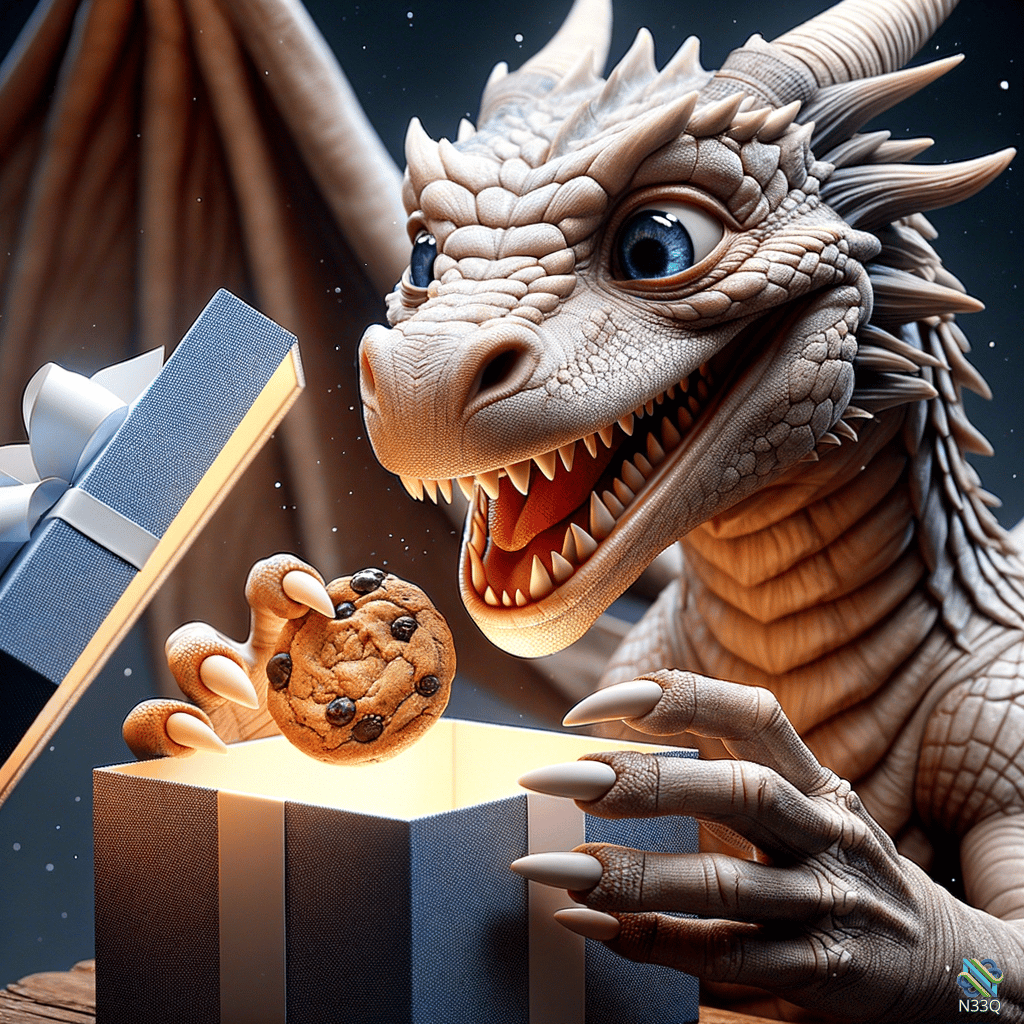 Dragon Holding Cookie From Gift Box