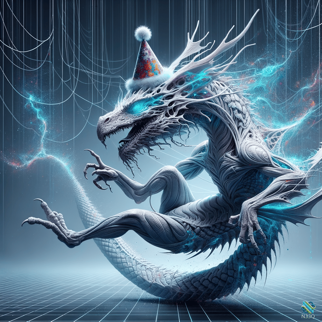 Silver Dragon Wearing Party Hat