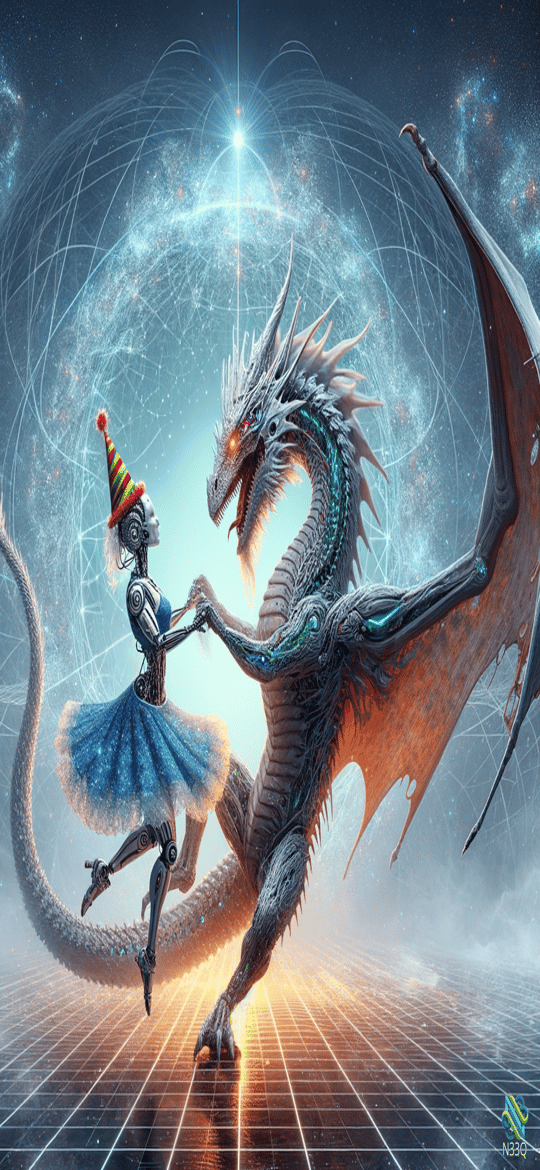 Robot Ballerina Dancing with Cyber Dragon