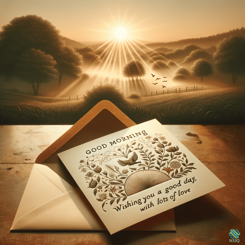 Good Morning Card from Envelope at Sunrise