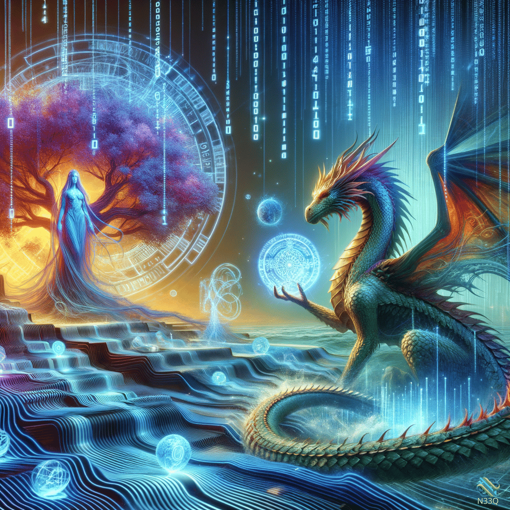 Dragon and Blue Spirit Before Digital Clock