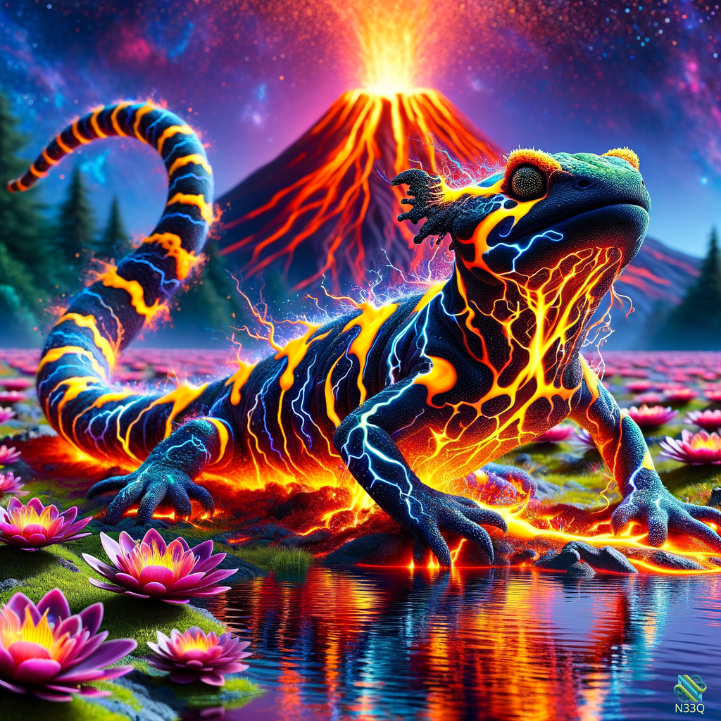 Lava Glowing Salamander Before Erupting Volcano