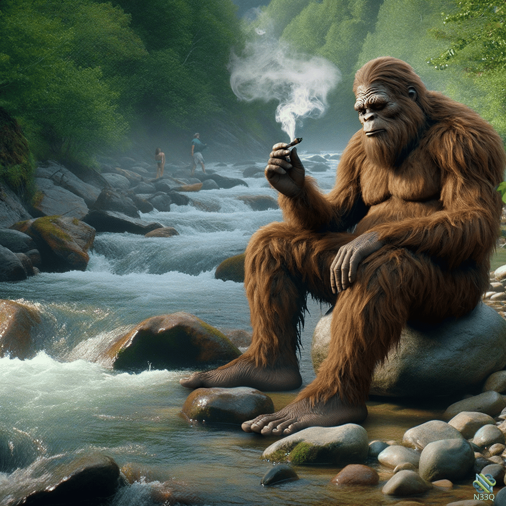 Sasquatch Smoking Cigarette by Forest River