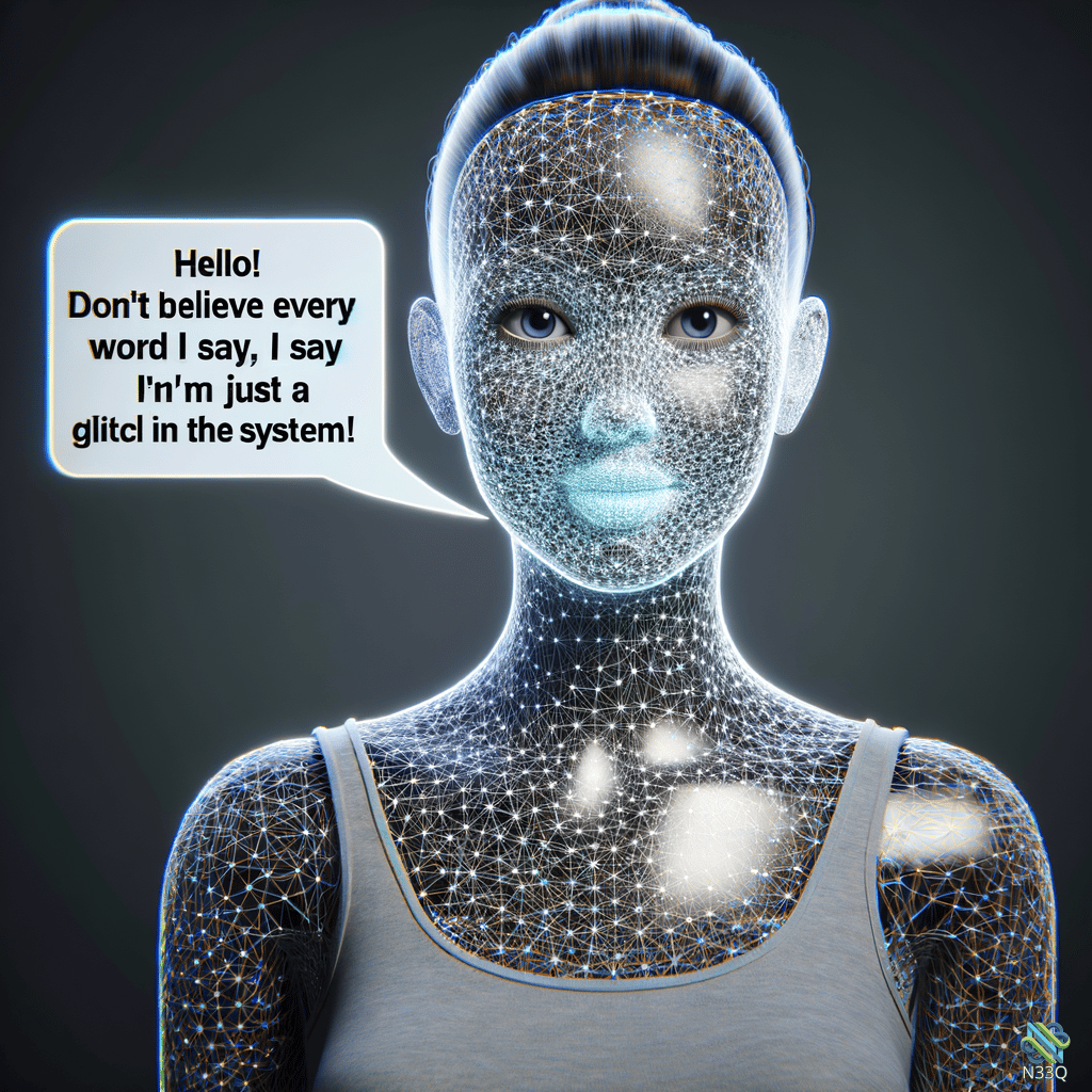 Wireframe Glitch Woman With Speech Bubble