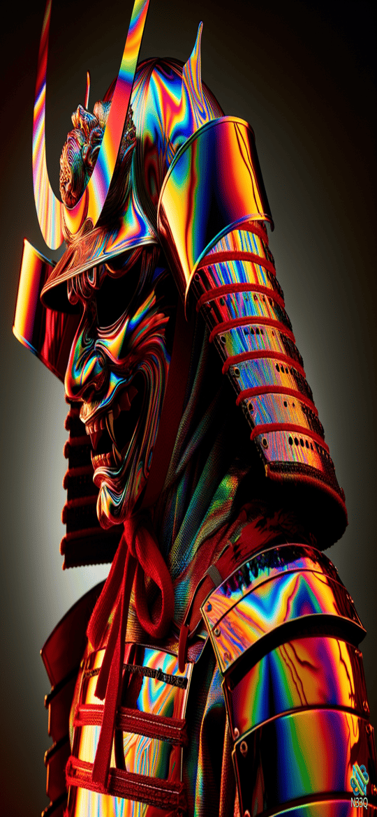 Iridescent Rainbow Samurai Armor and Helmet
