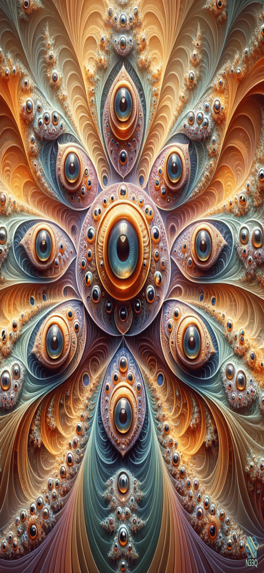 Symmetrical Mandala of Multiple Eyes