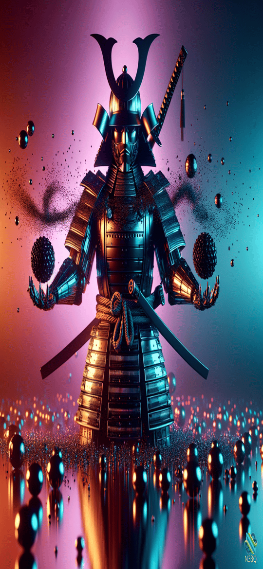 Black Armored Samurai Holding Spiked Orbs