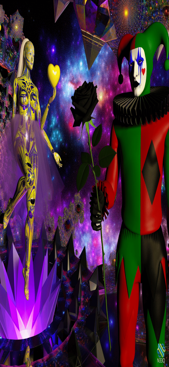 Golden Cyborg and Jester in Nebula