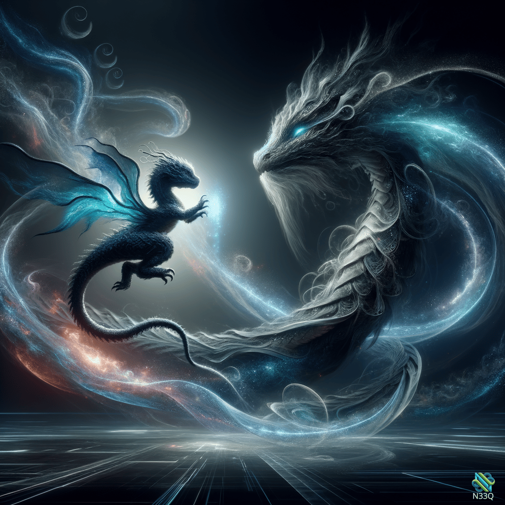 Blue Dragon Confronts Silver Dragon in Cosmos