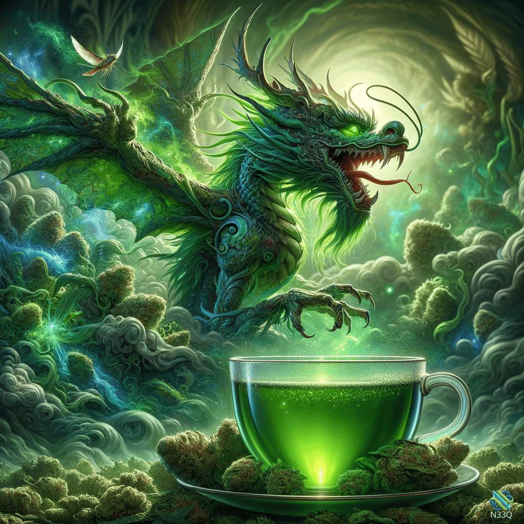 Green Dragon Over Glowing Tea Cup