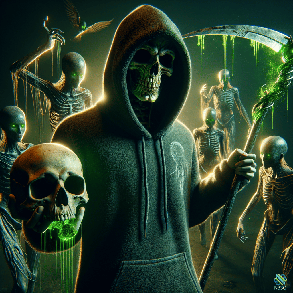 Hooded Skeleton Grim Reaper with Scythe