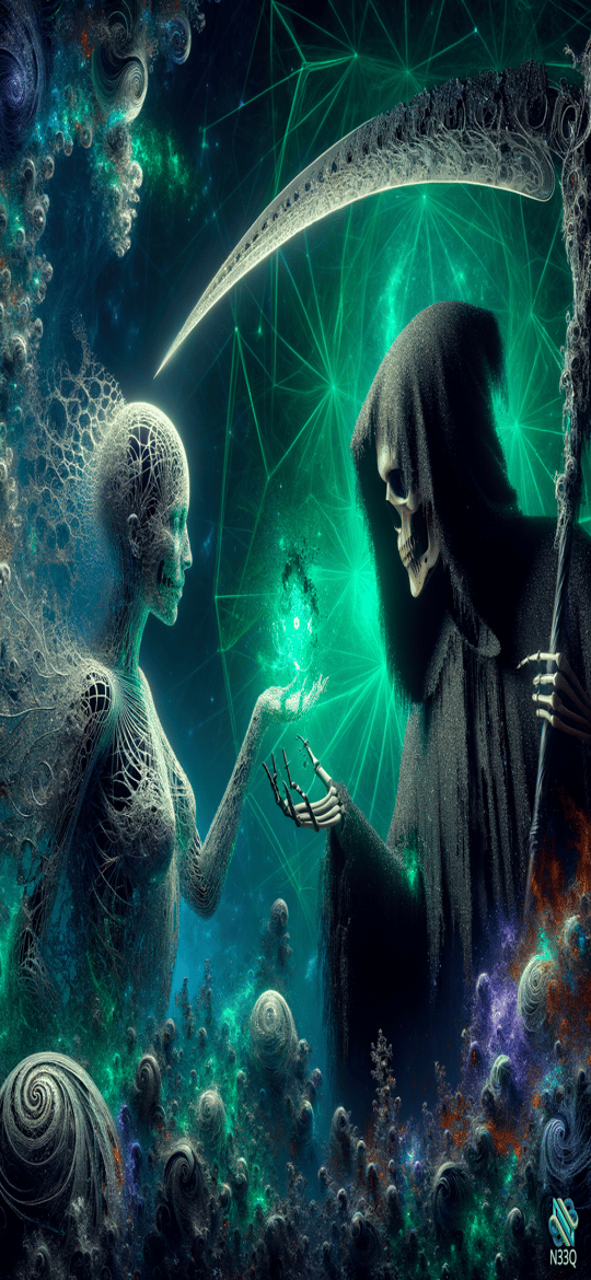 Skeleton Woman Offers Orb to Reaper