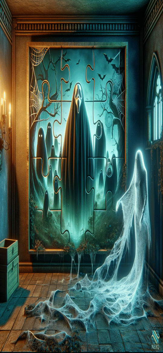 Ghost Emerging From Haunted Puzzle