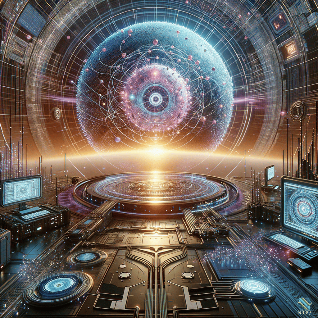 Quantum Sphere in Futuristic Control Room