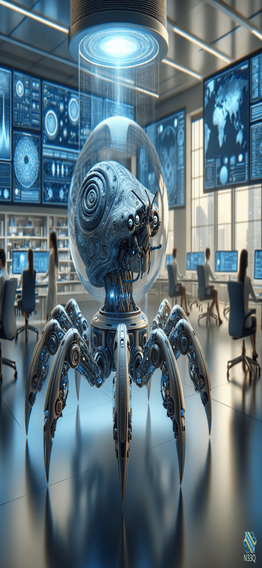 Robotic Spider in Futuristic Control Room