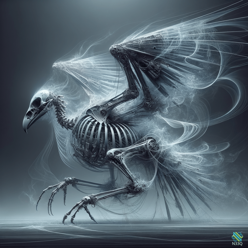 Skeletal Phoenix with Ethereal Wings