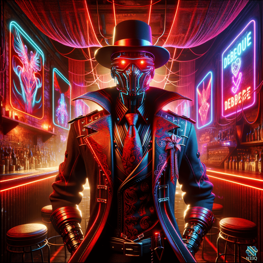 Cyborg in Fedora at Neon Bar