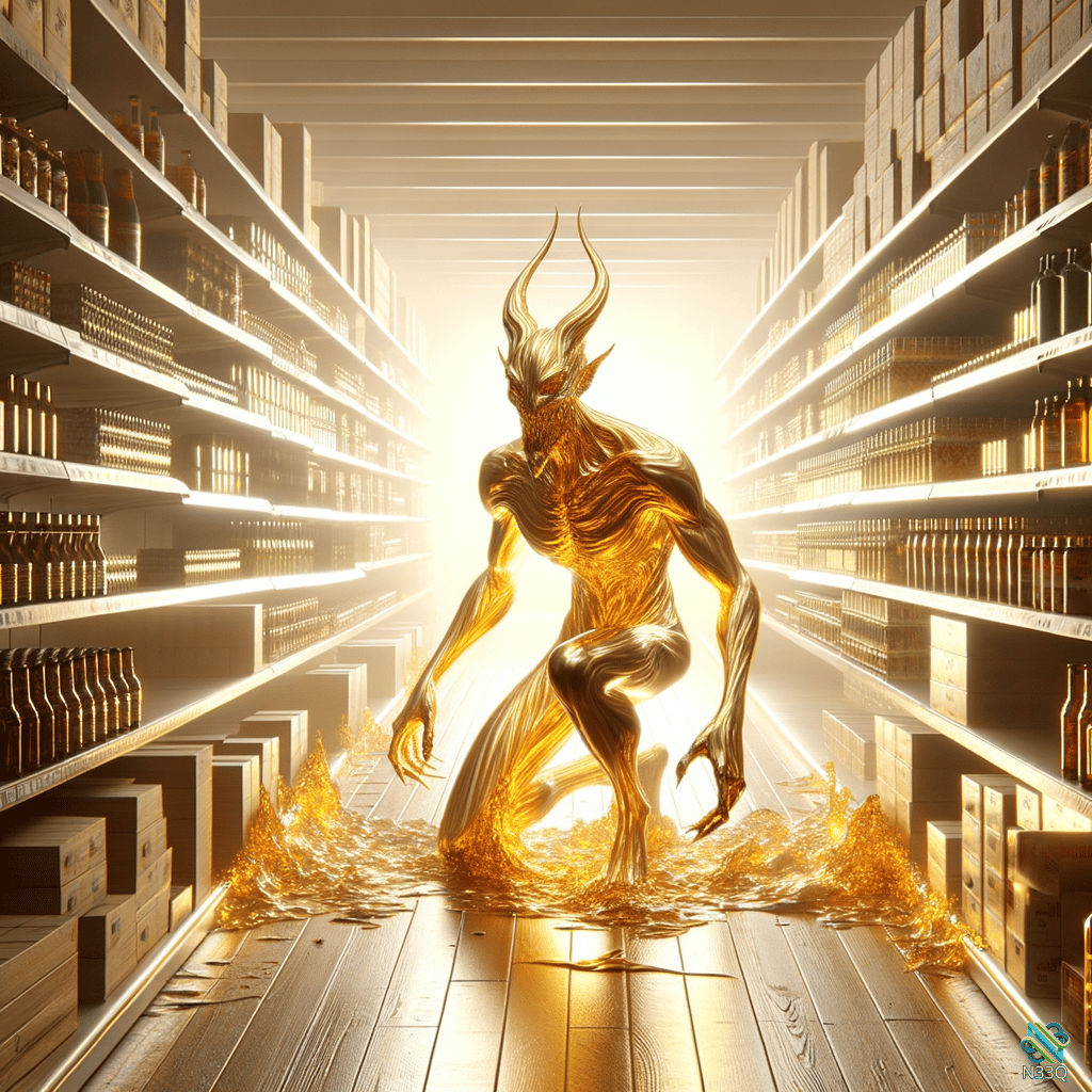 Golden Demon in Liquor Store Aisle
