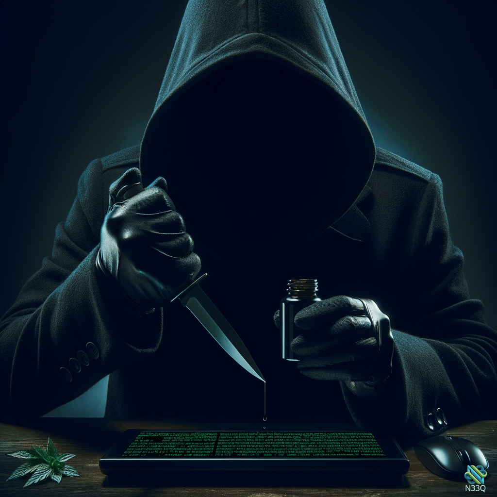 Hooded Figure With Dripping Knife And Vial