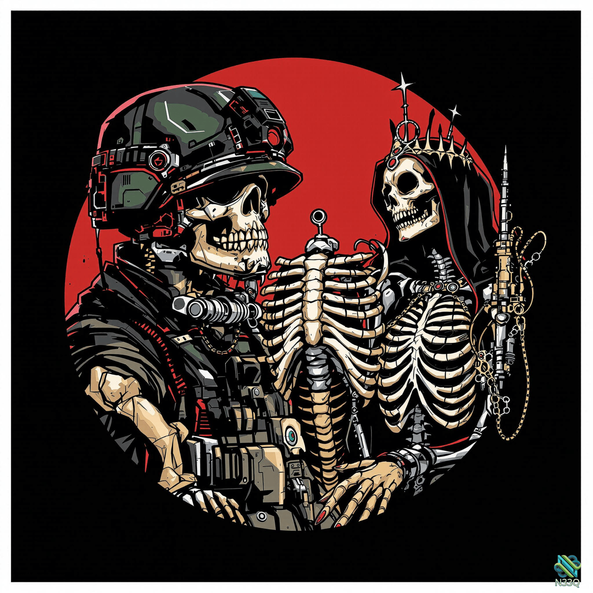 Skeleton Soldier and Crowned Skeleton Queen