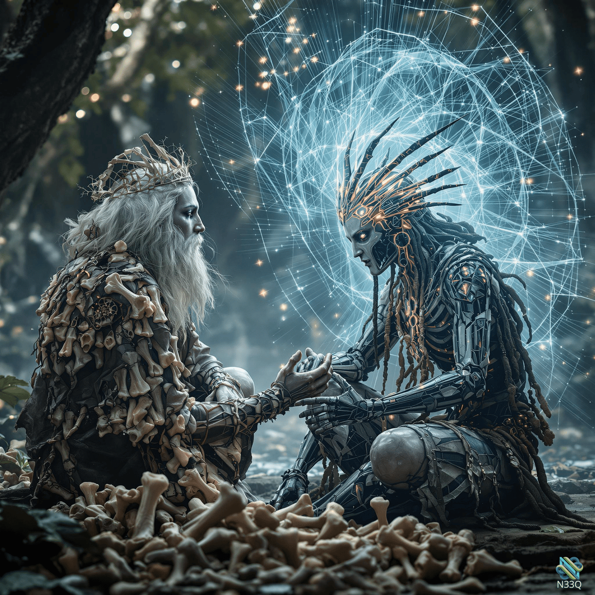 Bone Shaman and Cybernetic Being Connecting
