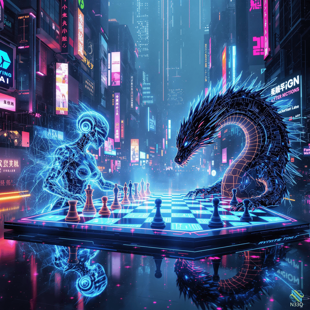 Holographic Figure vs Cyber Dragon Chess
