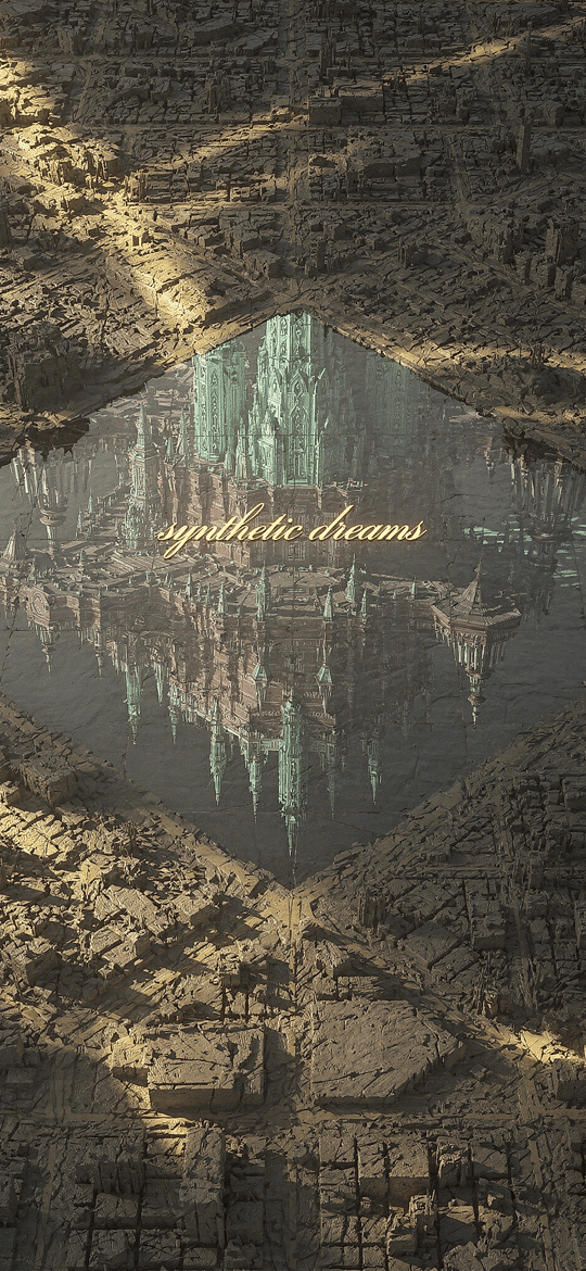 Mirrored Crystal City in a Diamond Window Over Ruins