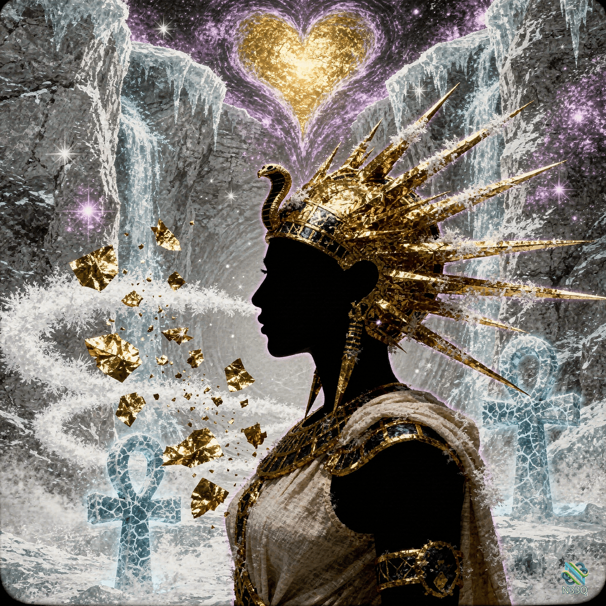 Egyptian Queen Silhouette in Frozen Realm