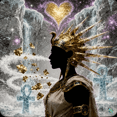 Egyptian Queen Silhouette in Frozen Realm