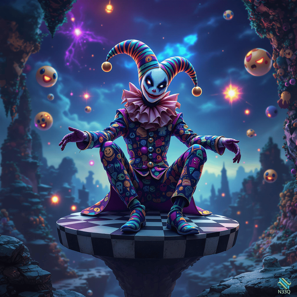 Jester on Cosmic Checkered Pedestal