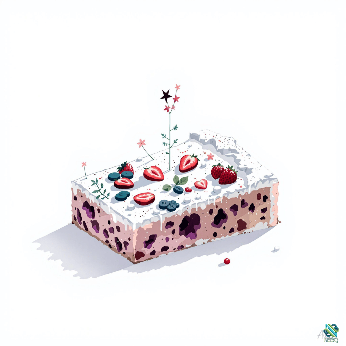 Berry Topped Pink Cake with Flowers